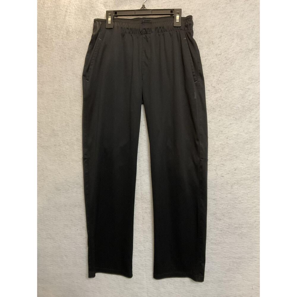 Reebok Pants Boy Large Black Track Woven Drawstring Waist Athletic Gym Pockets